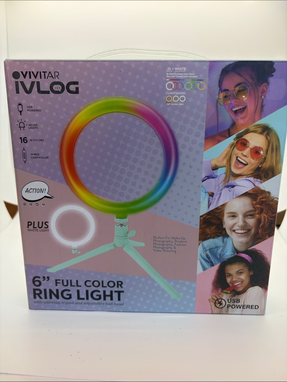 Vivitar iVlog 6" Full Color Ring Light with Mint Tripod